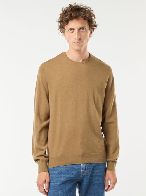 Pull uni à col rond - Kiabi