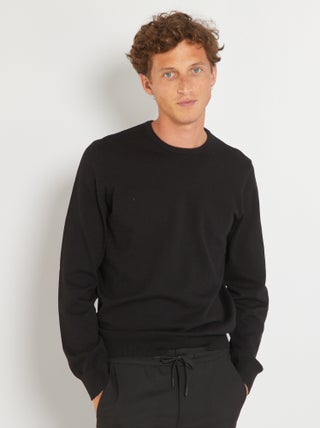 Pull uni à col rond