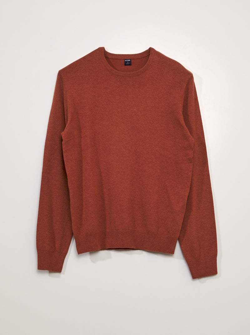 Pull uni à col rond Terracotta - Kiabi