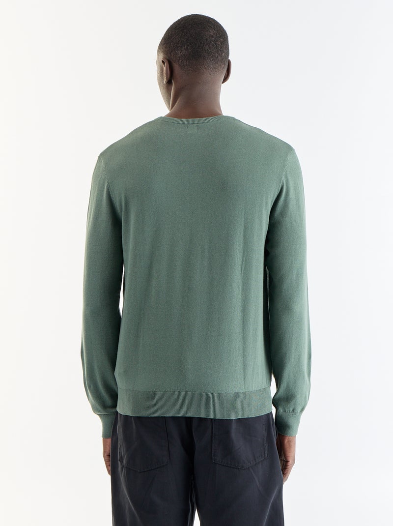 Pull uni à col rond Vert - Kiabi
