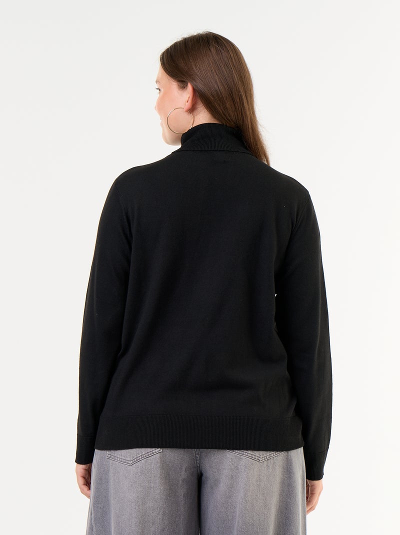 Pull uni à col roulé Noir - Kiabi