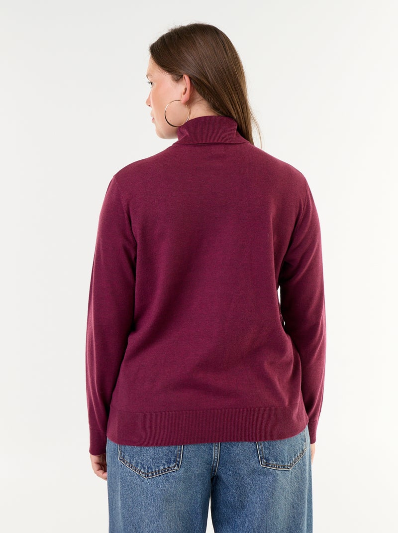 Pull uni à col roulé Rose - Kiabi
