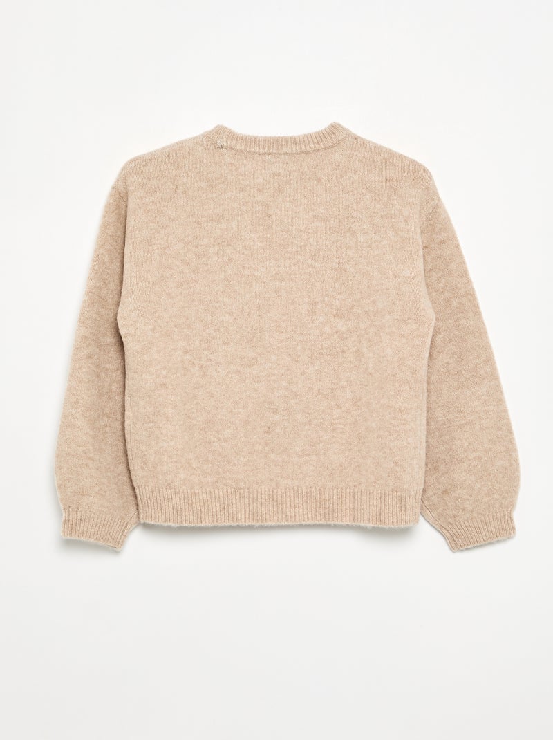 Pull uni à manches longues Beige - Kiabi