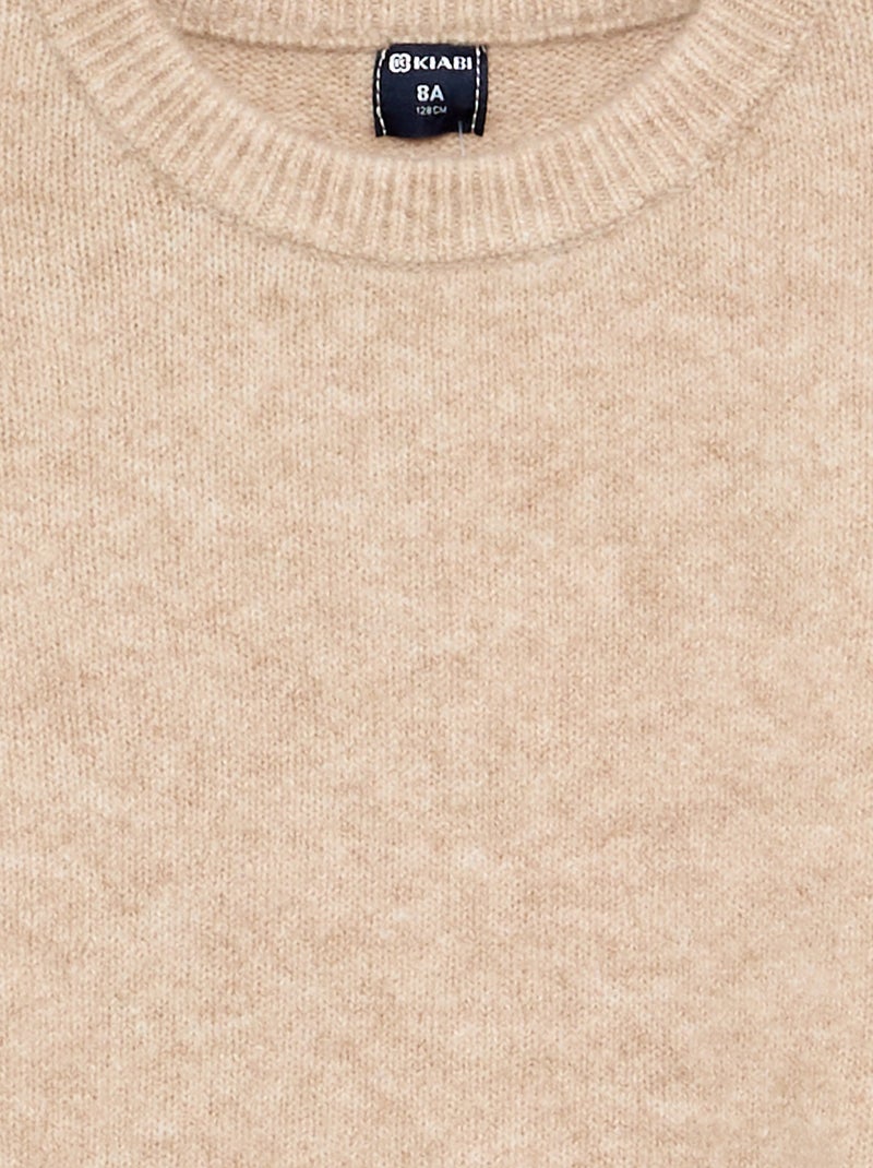 Pull uni à manches longues Beige - Kiabi