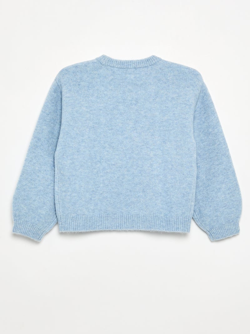 Pull uni à manches longues Bleu - Kiabi