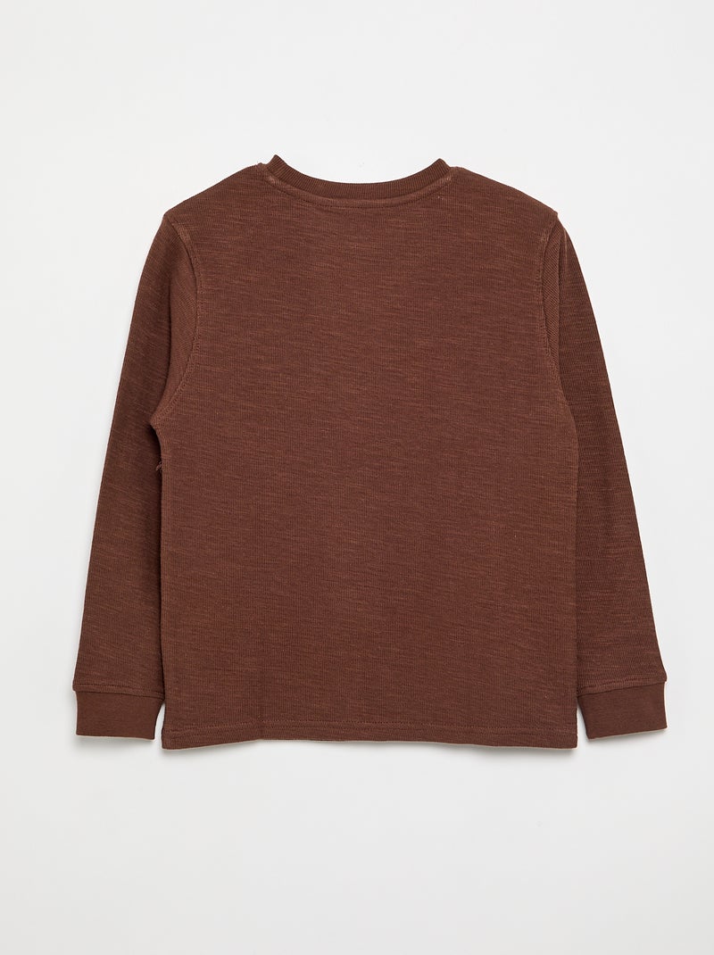 Pull uni à manches longues Marron - Kiabi