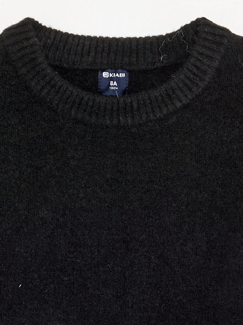 Pull uni à manches longues Noir - Kiabi