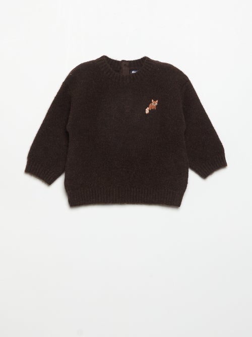 Pull uni avec petite broderie 'renard' - Kiabi