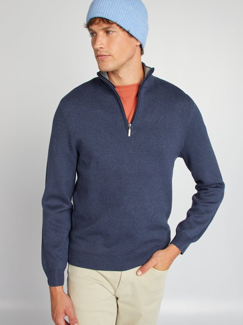 Pull uni col camionneur Bleu - Kiabi