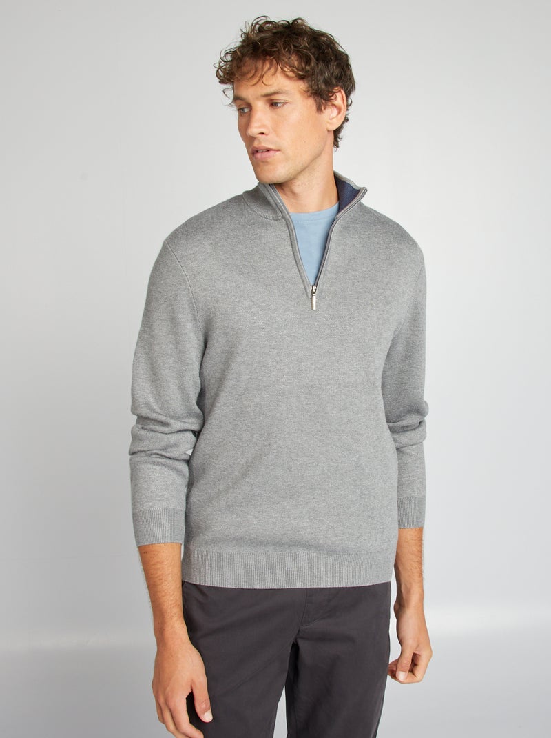 Pull uni col camionneur Gris - Kiabi