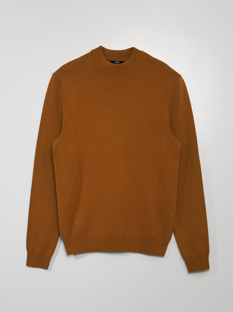 Pull uni col montant Jaune - Kiabi