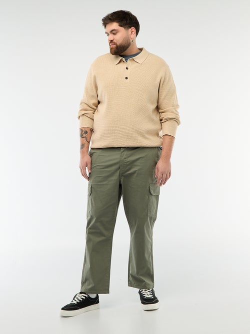 Pull uni col polo boutonné - Kiabi