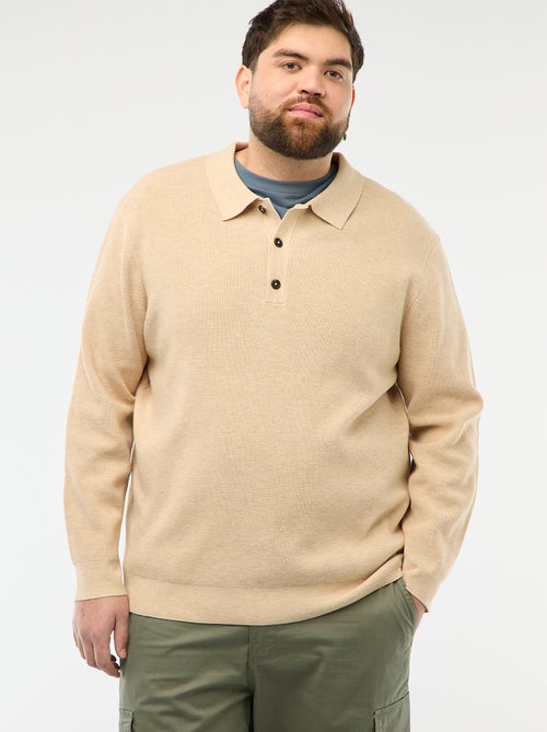 Pull uni col polo boutonné - Kiabi
