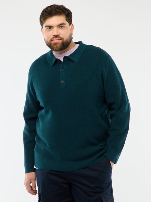 Pull uni col polo boutonné - Kiabi