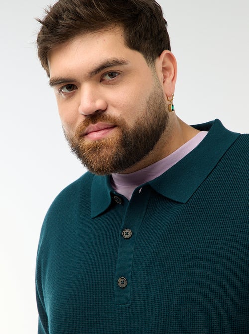 Pull uni col polo boutonné - Kiabi