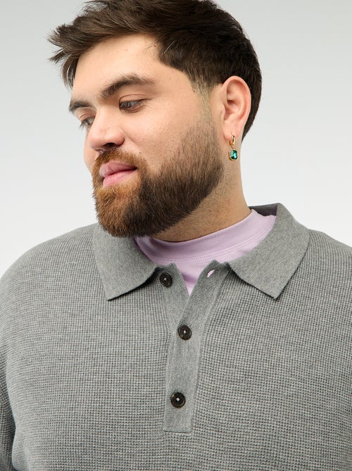 Pull uni col polo boutonné - Kiabi