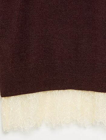 Pull uni en fine jauge avec base dentelle