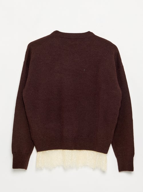 Pull uni en fine jauge avec base dentelle - Kiabi