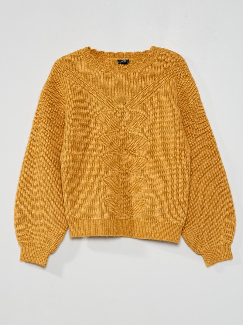 Pull uni en grosse maille Beige - Kiabi