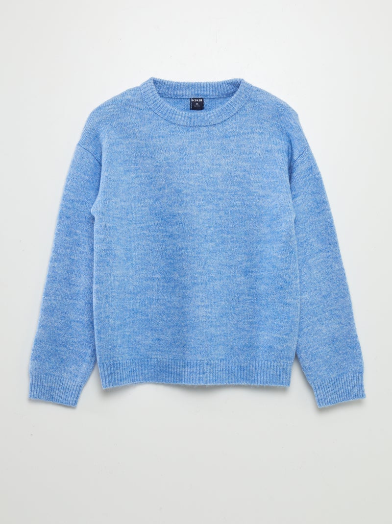 Pull uni en maille Bleu - Kiabi