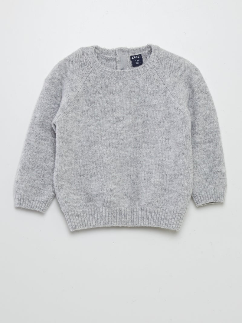 Pull uni en maille chaude Gris - Kiabi