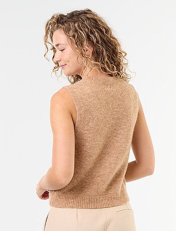 Pull uni en maille chaude sans manches