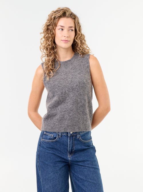 Pull uni en maille chaude sans manches - Kiabi