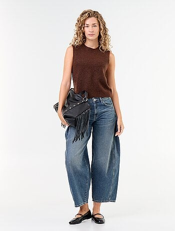 Pull uni en maille chaude sans manches