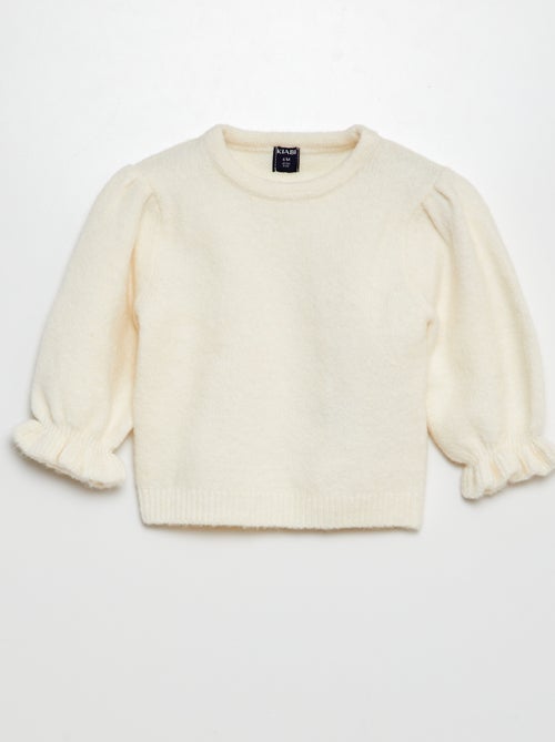 Pull uni manches longues forme ballon - Kiabi