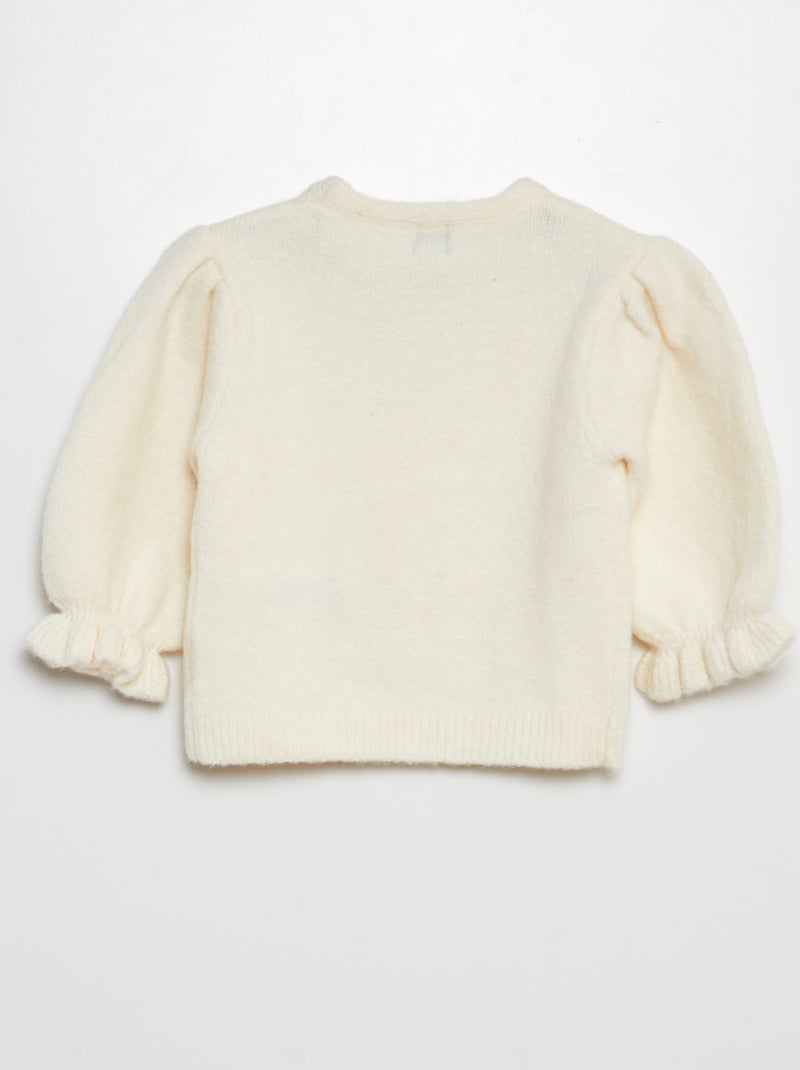 Pull uni manches longues forme ballon Blanc - Kiabi