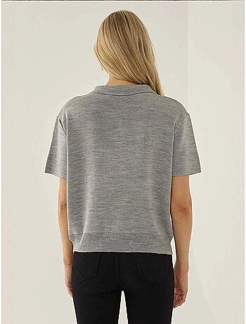 Pull zippé à col polo