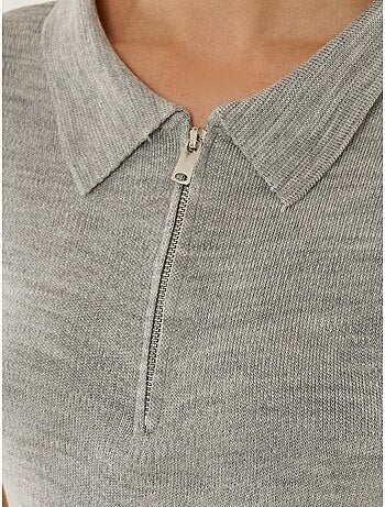 Pull zippé à col polo