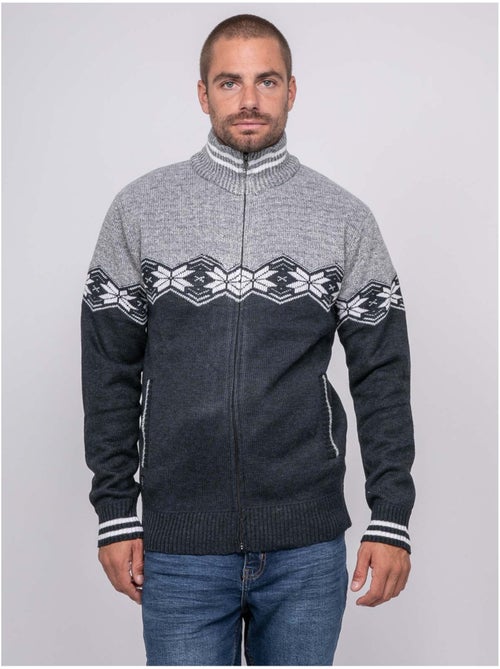 Pull zippé motif jacquard lunipark - Kiabi Pull zippé motif jacquard lunipark - Kiabi