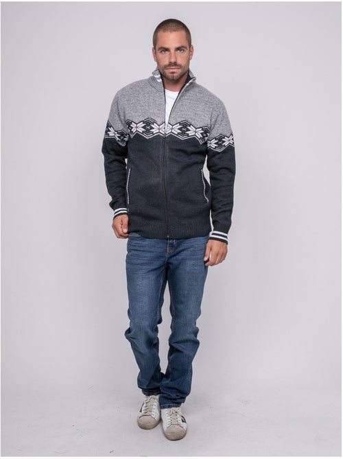Pull zippé motif jacquard lunipark - Kiabi Pull zippé motif jacquard lunipark - Kiabi