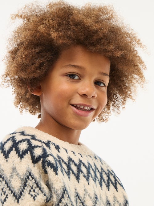 Pulljacquard col rond uni - Kiabi