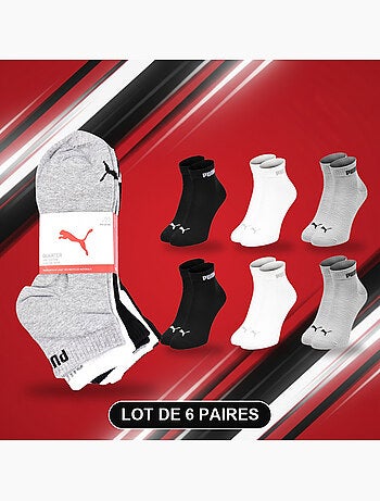 Puma chaussettes mixte quarter pack 6 paires (lot) - coton doux