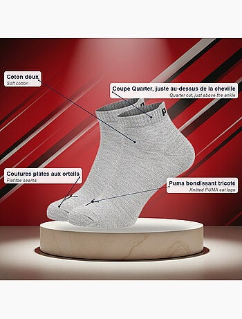 Puma chaussettes mixte quarter pack 6 paires (lot) - coton doux