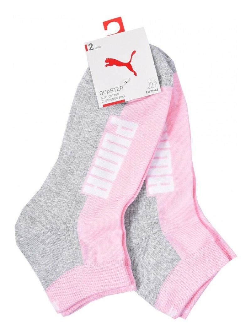 PUMA Quarter sokken - Set van 6 paar Zwart Roze Wit - Kiabi