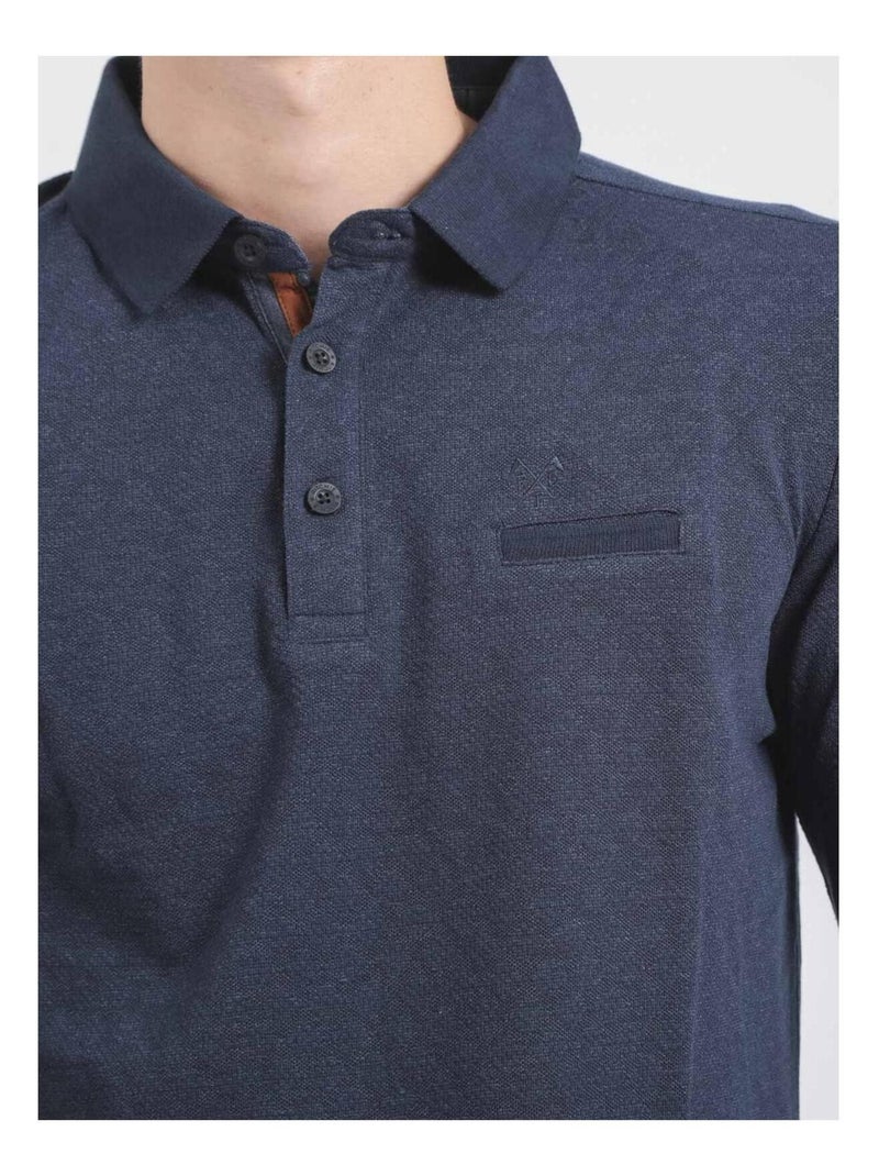 Pumanar poloshirt met lange mouwen van puur katoen Marineblauw - Kiabi