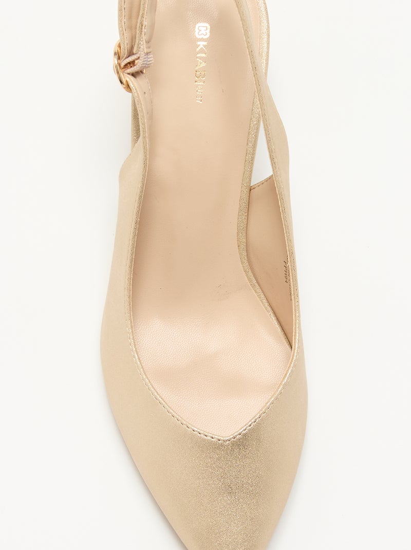 Pumps met spitse neus van goudkleurig imitatieleer Geel - Kiabi