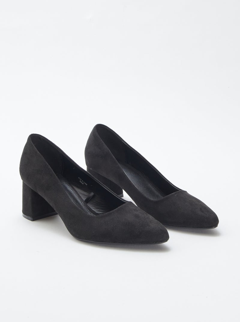 Pumps van suedine met vierkante hakken ZWART - Kiabi