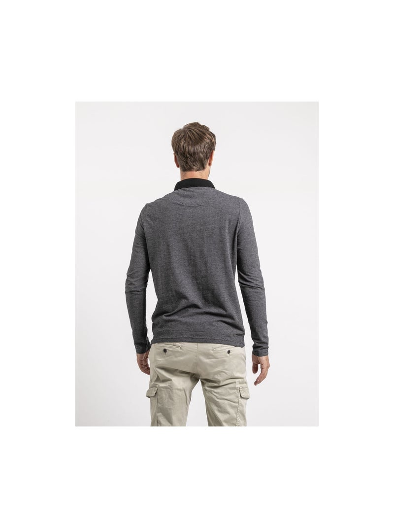 Punch poloshirt met lange mouwen van puur katoen Zwart - Kiabi