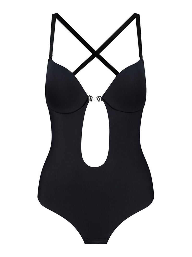 Push-up bodysuit met diep decolleté en lage rug shapewear Zwart - Kiabi