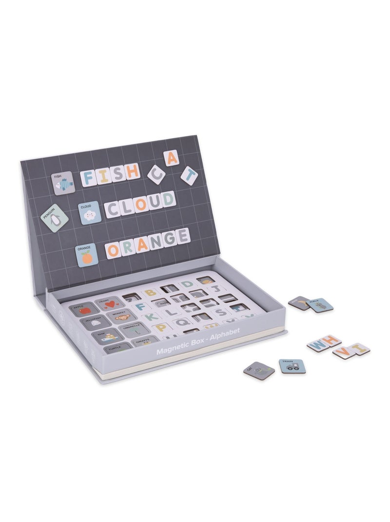 Puzzle magnétique alphabet, 1 boîte magnétique, marqueur effaçable, 26 cartes, 78 carrés magnétiques N/A - Kiabi