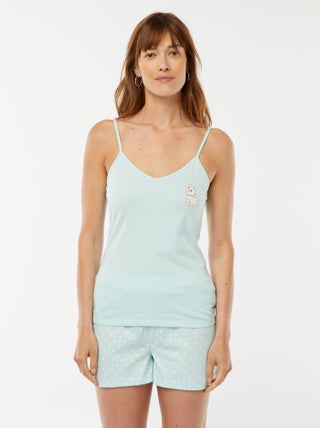 Pyjama - Mouwloze top + short 'Marie' - 2-delig