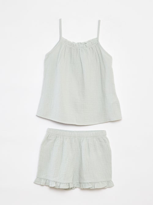 Pyjama - Mouwloze top + short van zachte, luchtige katoen - 2-delig - Kiabi