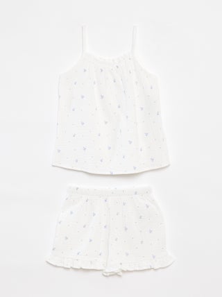 Pyjama - Mouwloze top + short van zachte, luchtige katoen - 2-delig