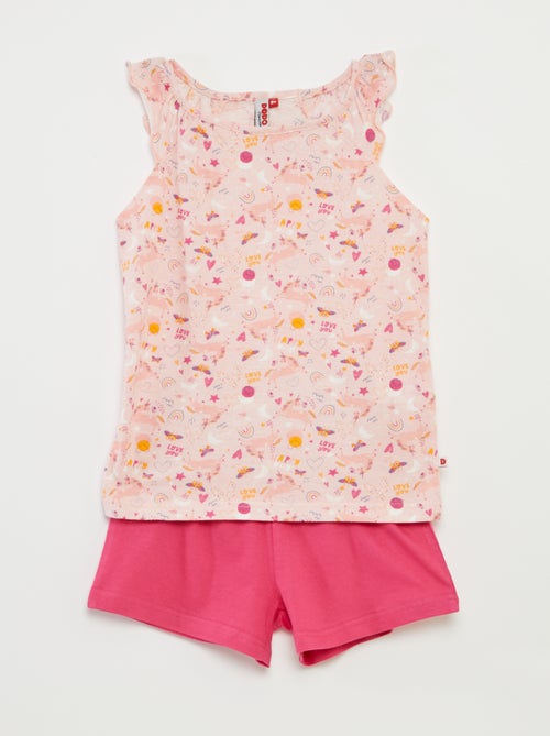 Pyjama - T-shirt met volants + short - 2-delig - Kiabi
