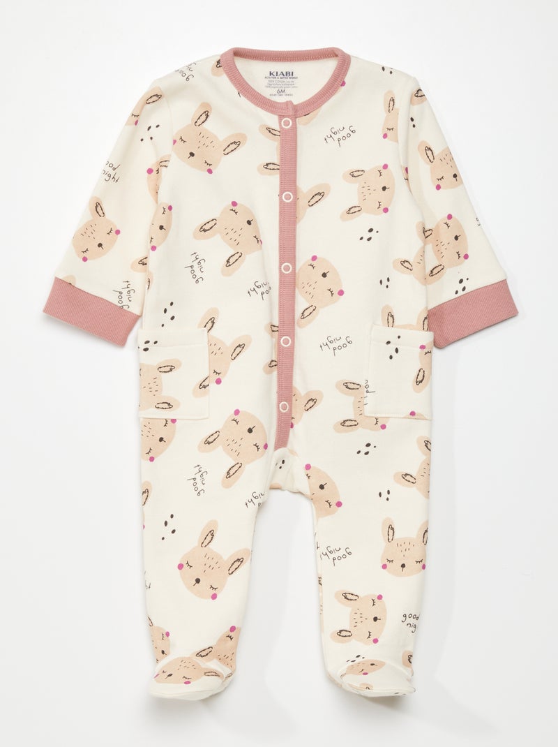 Pyjama 1 pièce - imprimé lapin Blanc imprimé - Kiabi