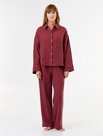 Pyjama 2 pièces fleuri - en gaze de coton